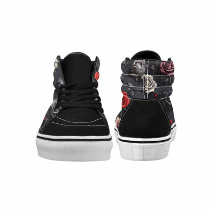 WOMEN'S Black Gothic Rose High Top Canvas Grunge Sneakers