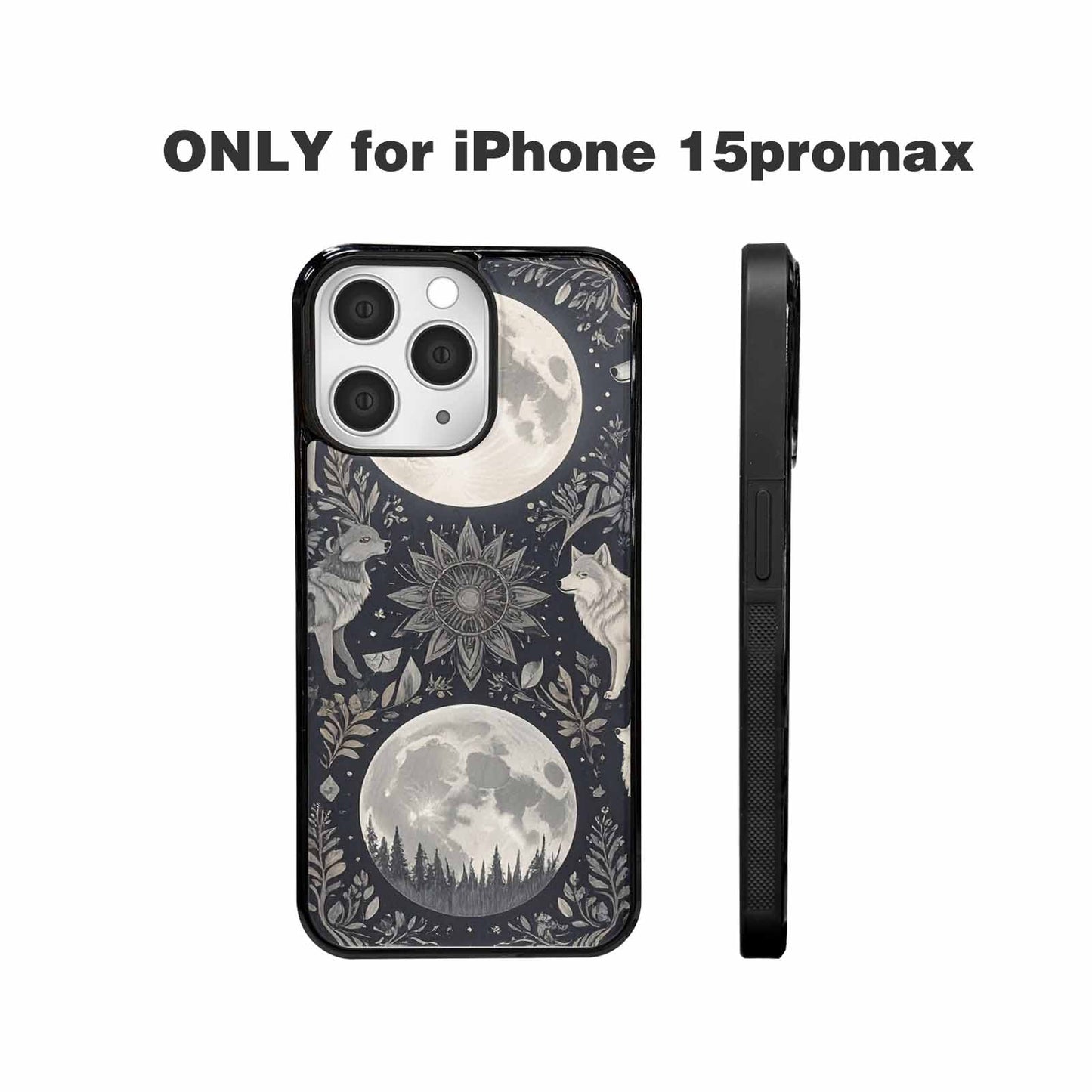 iPhone 15 Pro Max Case — Wolves Everywhere Collage Overlap Small Wolf, Custom Phone Case
