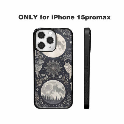 iPhone 15 Pro Max Case — Wolves Everywhere Collage Overlap Small Wolf, Custom Phone Case