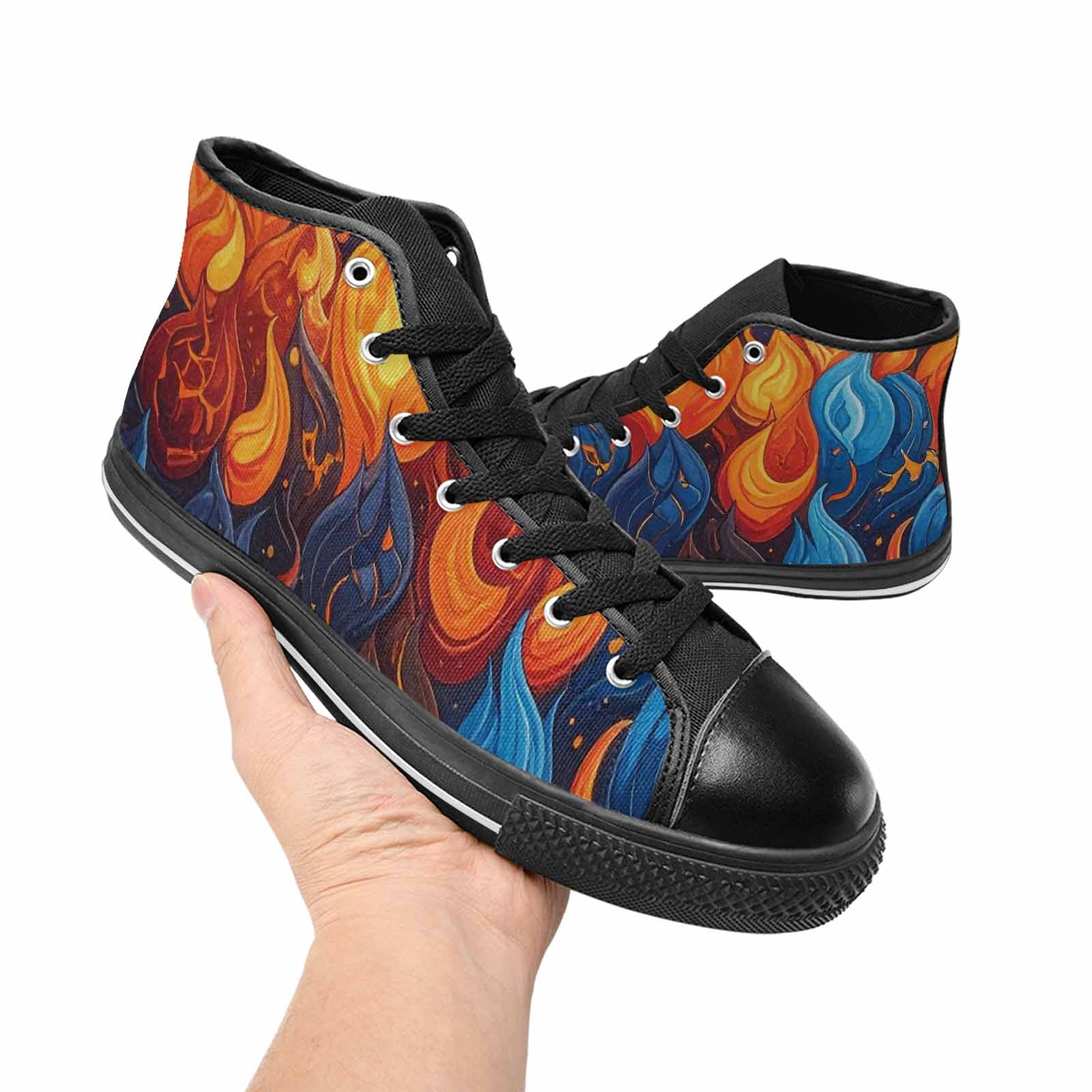 WOMEN'S Fire Flame High Top Canvas Dark Academia Sneakers
