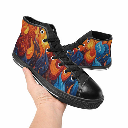 WOMEN'S Fire Flame High Top Canvas Dark Academia Sneakers