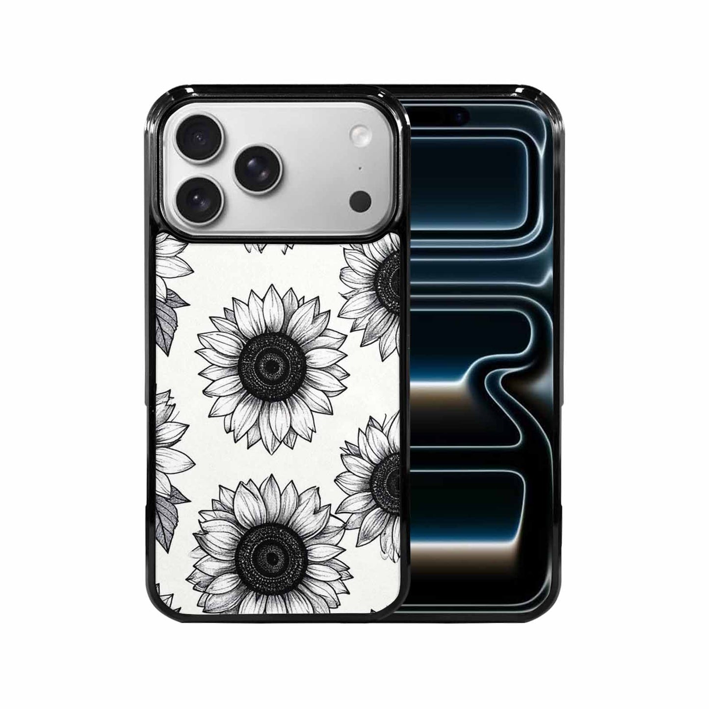 iPhone 17 Pro Max Case — Minimalist Black Line Art Floral, Unique Phone Case Design