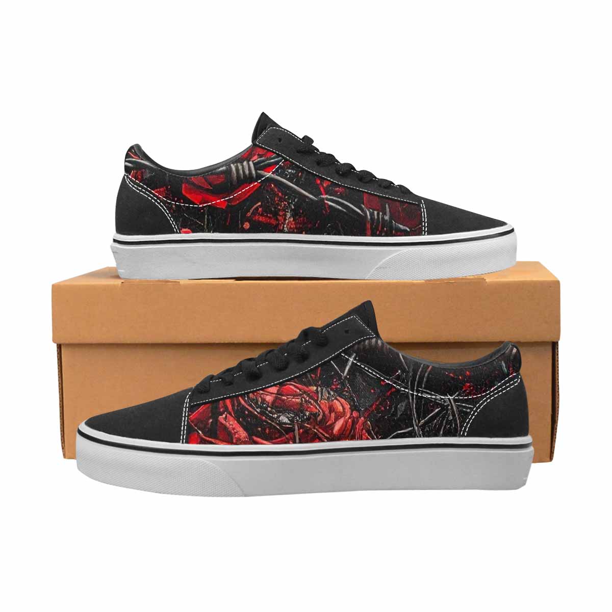 WOMEN'S Barbed Wire Coil Lace-Up Canvas Dark Academia Custom Sneakers