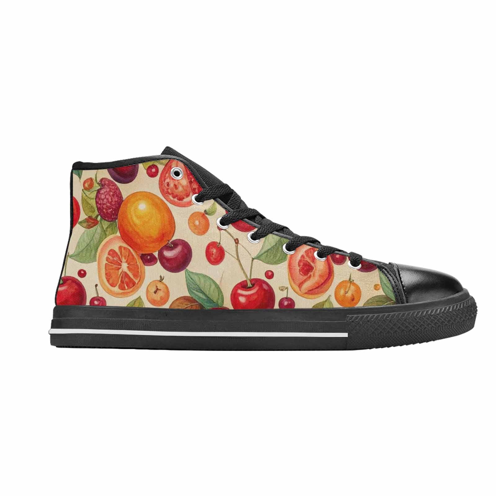 MEN'S Cherry Fruit Print High Top Canvas Wallpaper Art Shoes