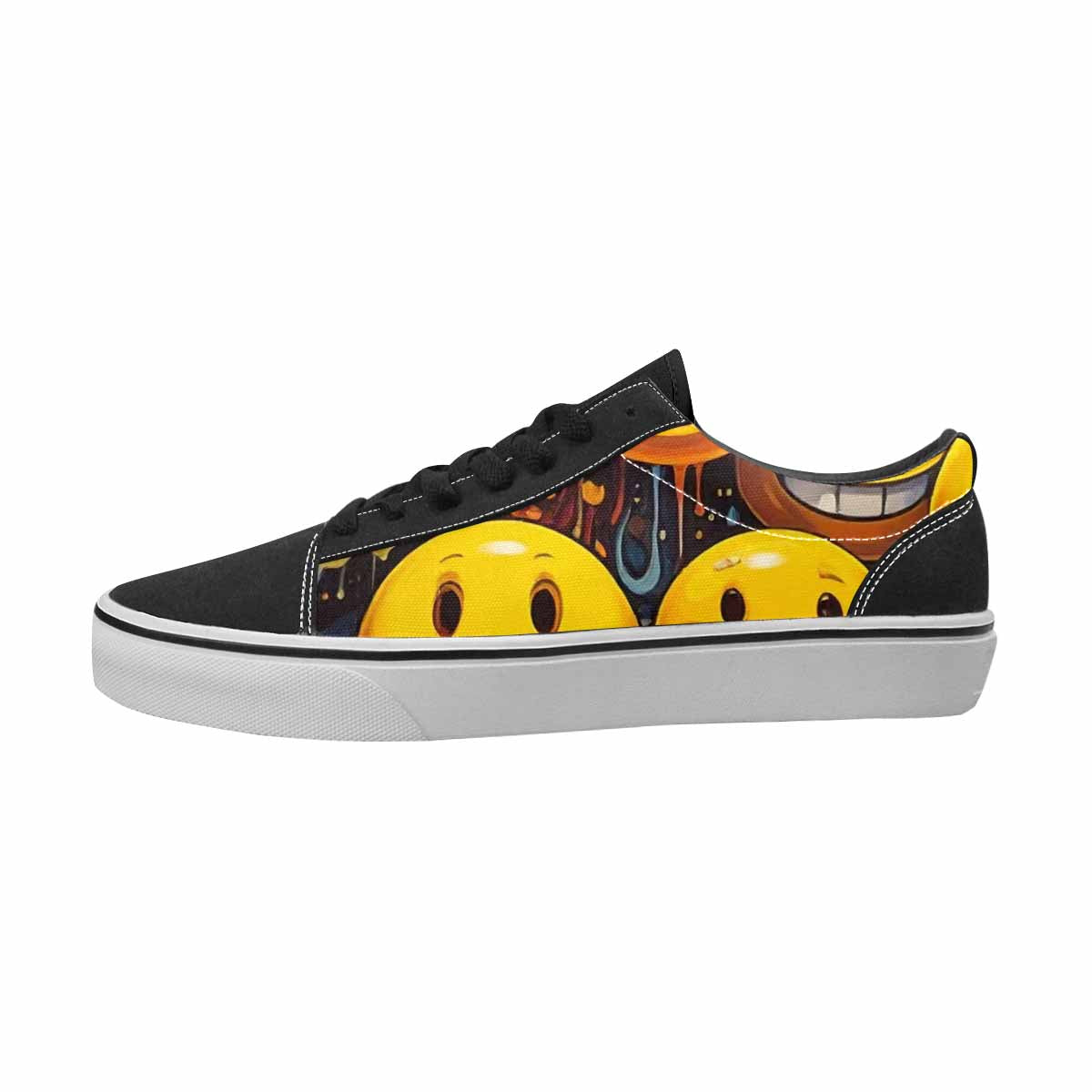 MEN'S Smiley Face Yellow Canvas Boutique Wallpaper Art Custom Art Shoes