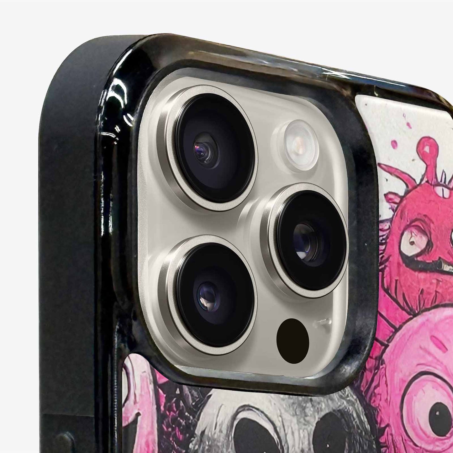 iPhone 16 Pro Max Case — Monsters General Black Pink Ink Cartoon, Original Design Phone Case