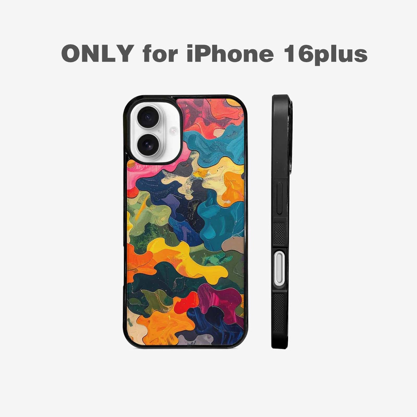 iPhone 16 Plus Case — Camo Patches Full Color Vibrant Camo, Custom Print Case Cover