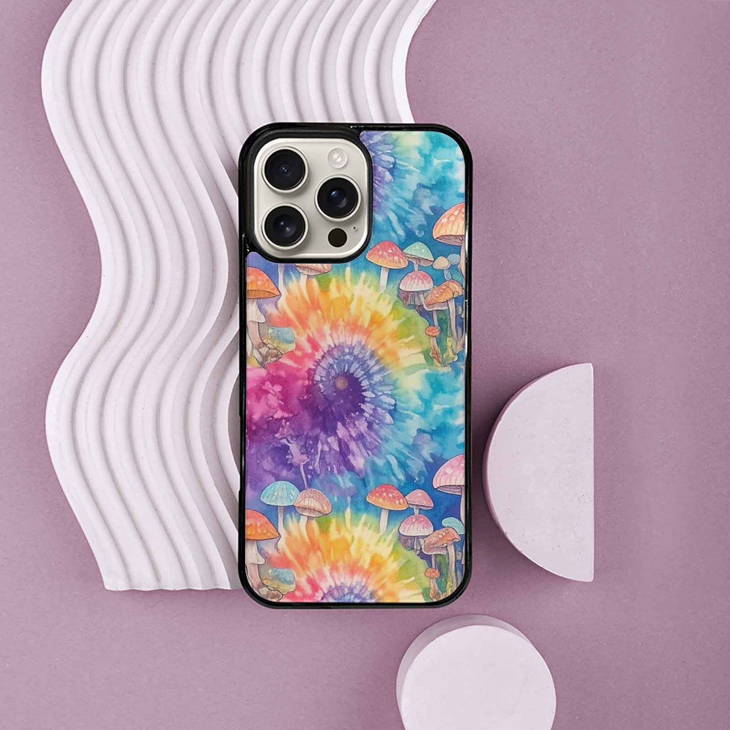 iPhone 16 Pro Max Case — Mushrooms Tie Dyemushrooms Pat 9i2, Custom Printed Phone Case