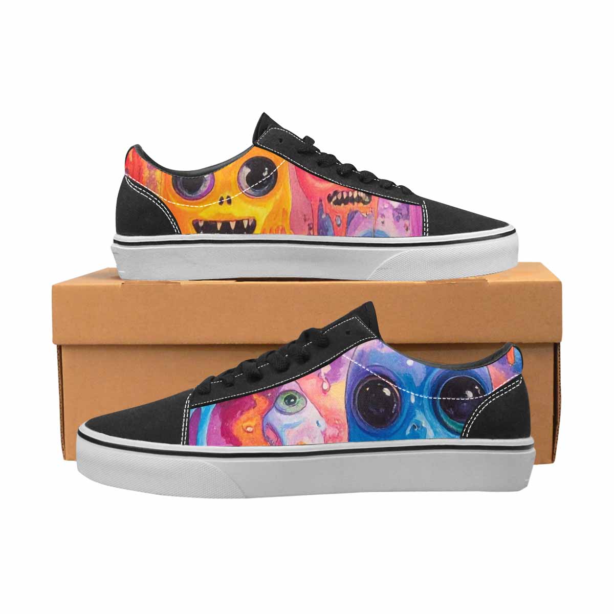 WOMEN'S Aliens  Tie Dye Lace-Up Canvas Kaleidoscope Sneakers