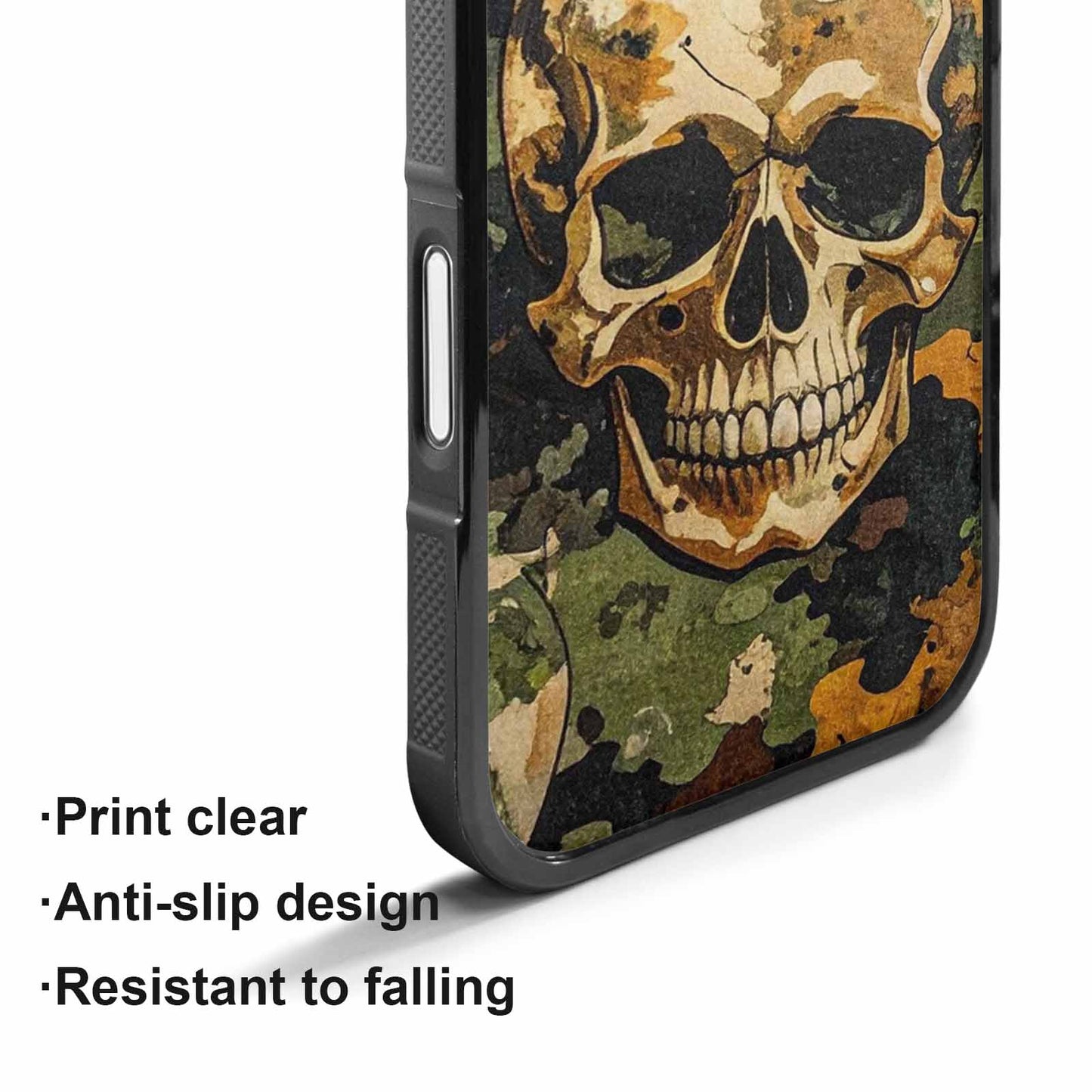 iPhone 17 Case — Military Camo Texture Combined Gothic Skulls, Original Design Phone Case