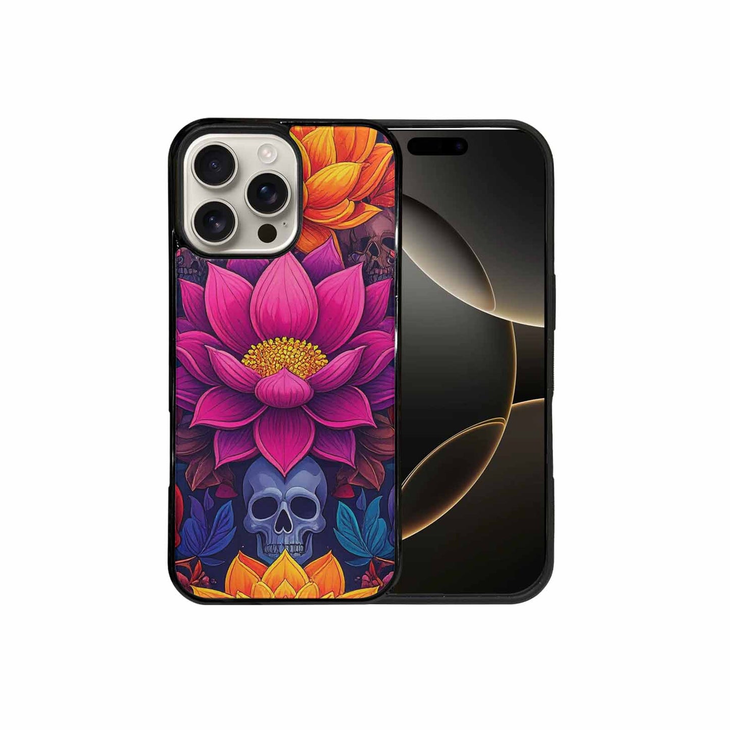 iPhone 16 Pro Max Case — Lotus Skulls, Unique Phone Case Design
