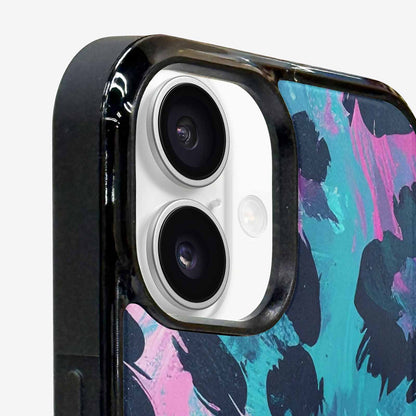 iPhone 16 Case — Leopard Neon Pink Teal Airbrush, Personalized Phone Case