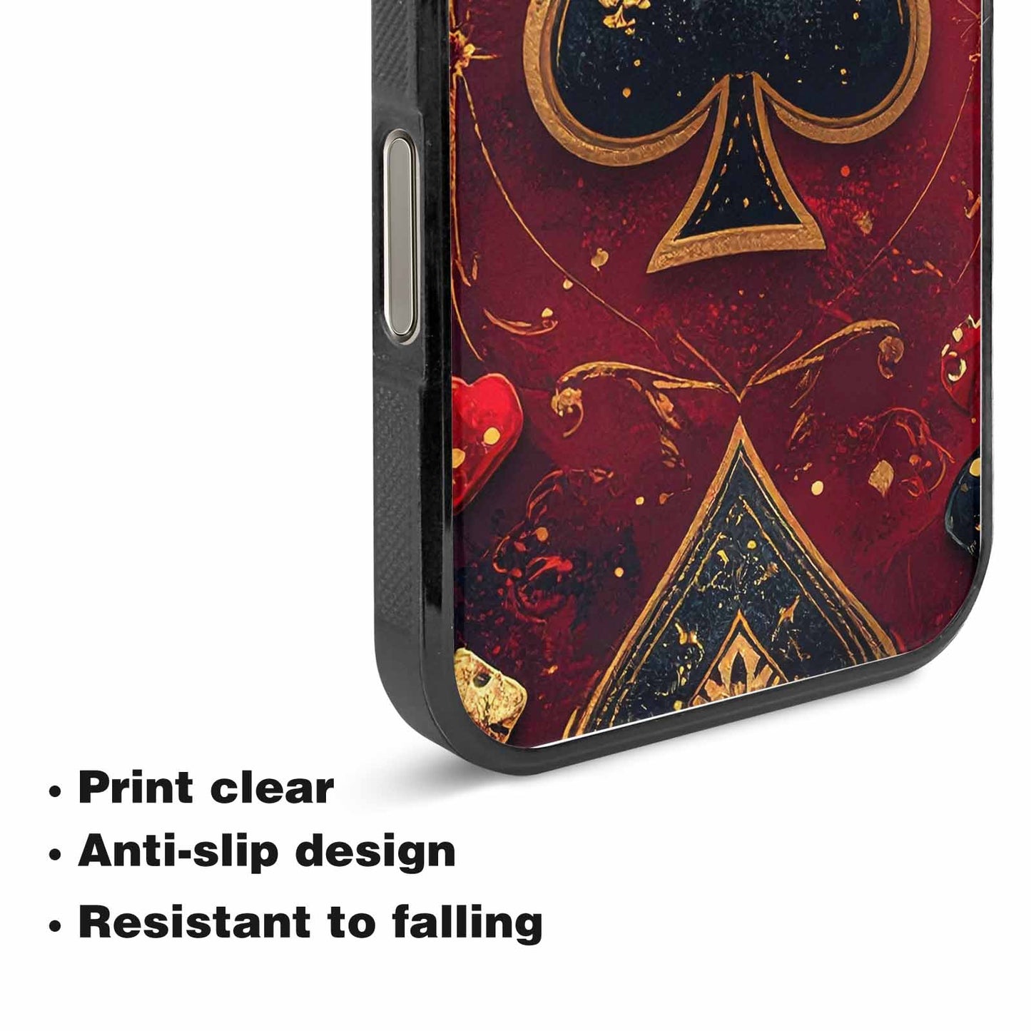 iPhone 15 Pro Max Case — Playing Card Suits Pattern Poker Chips, Custom Phone Case