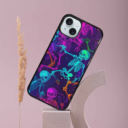 iPhone 15 Plus Case — Glowing Skeleton Pattern Hundreds Of Small, Custom Print Case Cover