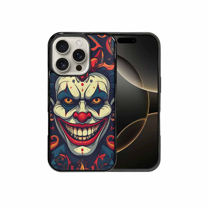 iPhone 16 Pro Case — Evil Circus Heads Faces Overlapping Patterns, Custom Printed Phone Case