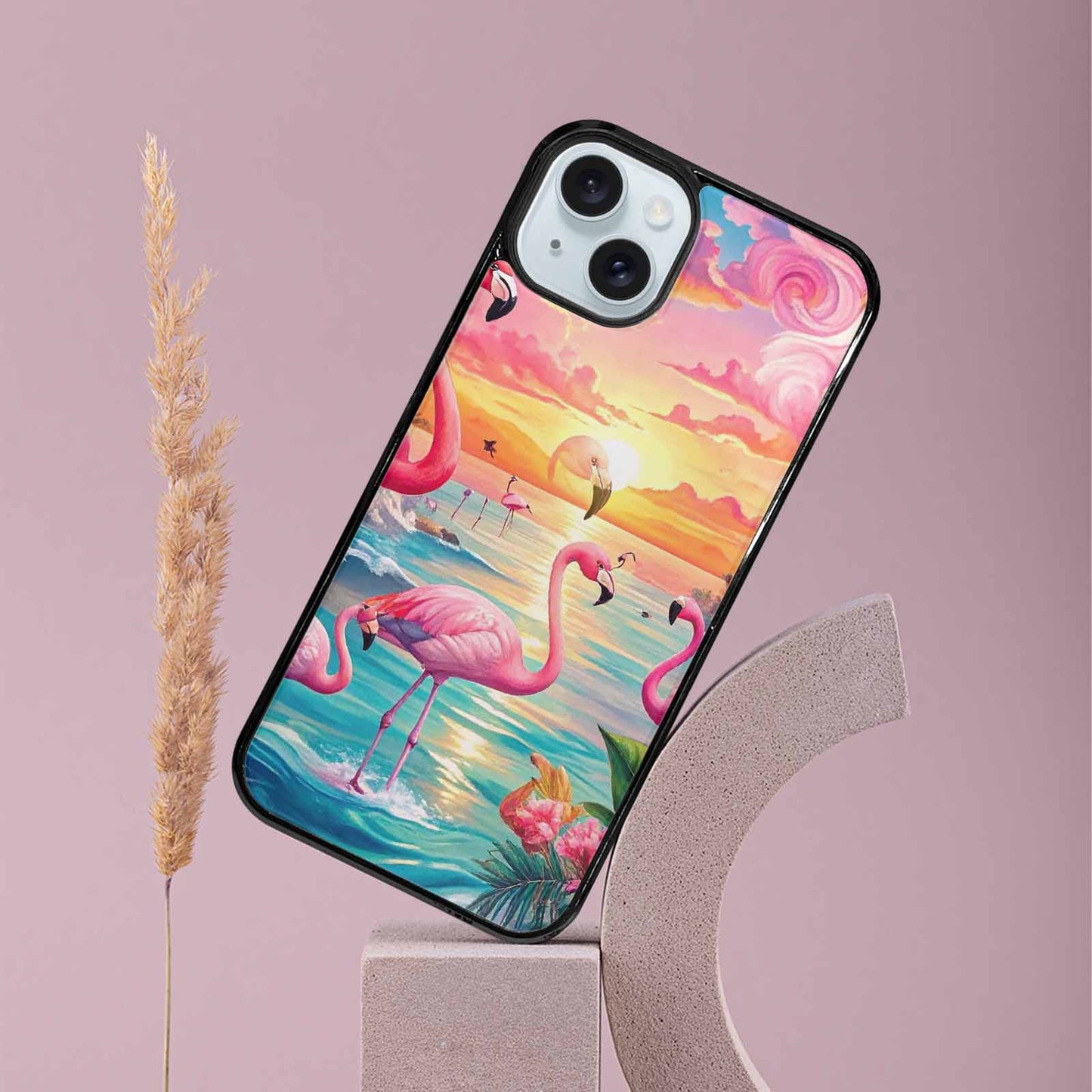 iPhone 15 Plus Case — Flamingo Tropical Flamingo Tropical Pattern Hundreds, Custom Art Phone Cover