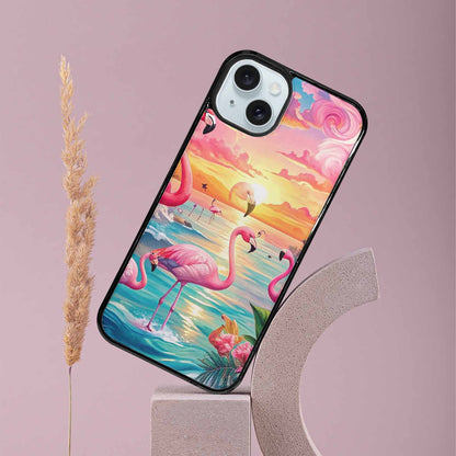 iPhone 15 Plus Case — Flamingo Tropical Flamingo Tropical Pattern Hundreds, Custom Art Phone Cover