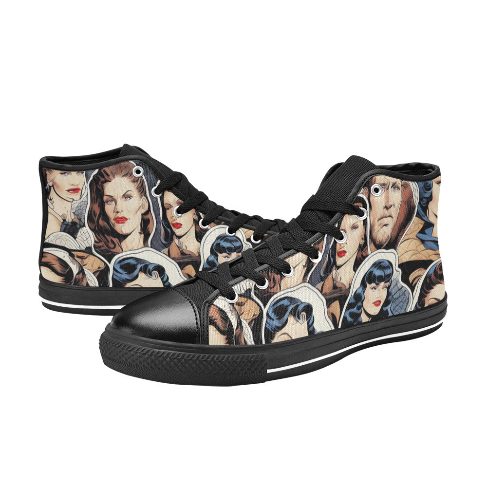 WOMEN'S Cc Retro Faces High Top Canvas Neon Fantasy Custom Sneakers