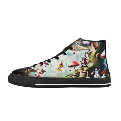 WOMEN'S Freaky World Wonderland High Top Canvas Dark Academia Custom Shoes