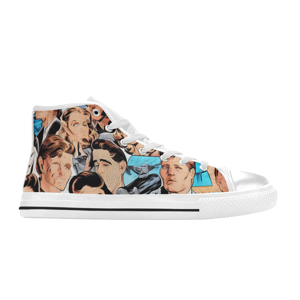 WOMEN'S Cc Retro Faces 3 High Top Canvas Grunge Sneakers