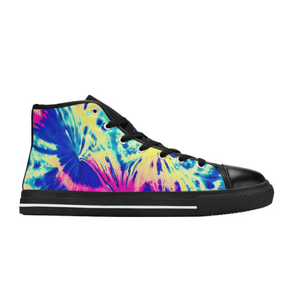 WOMEN'S Tie Dye Splash Retro High Top Canvas Wallpaper Art Sneakers
