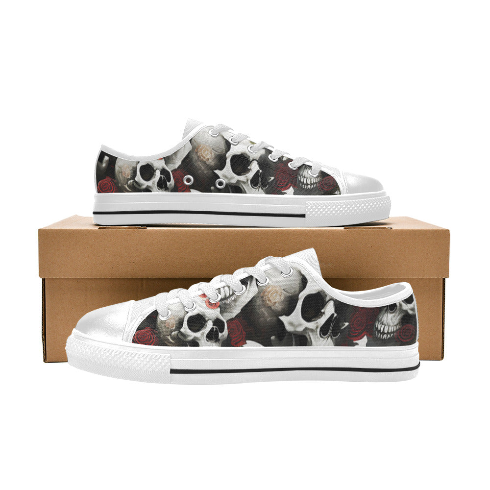 WOMEN'S Rose Skulls Dark 3 Canvas Wallpaper Art Custom Sneakers