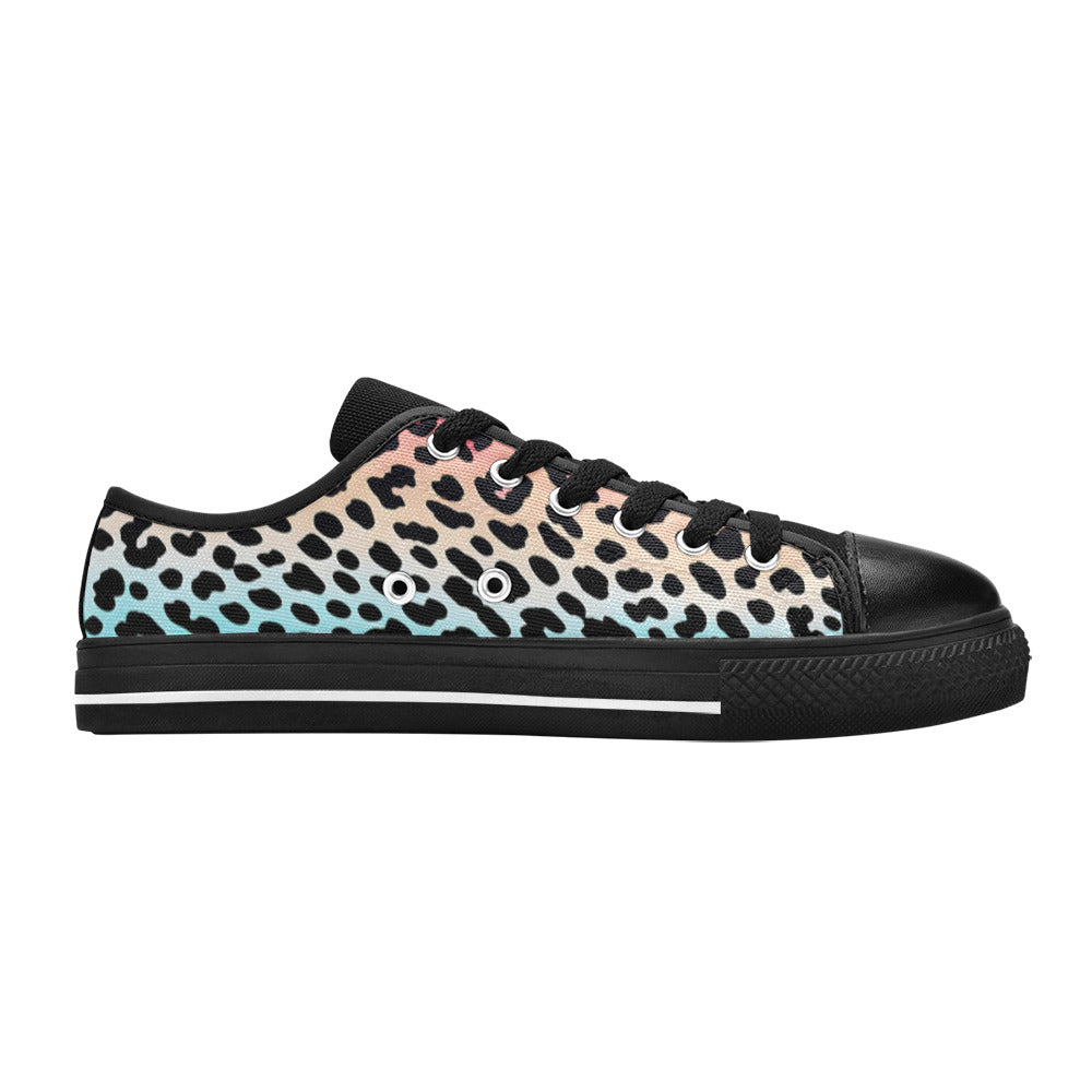 MEN'S Gradient Leopard Print Canvas Grunge Custom Sneakers