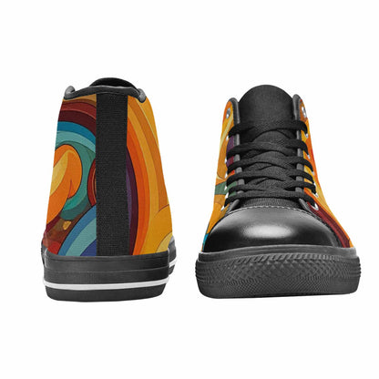 MEN'S Groovy 70S Peace High Top Canvas Cottagecore Custom Sneakers