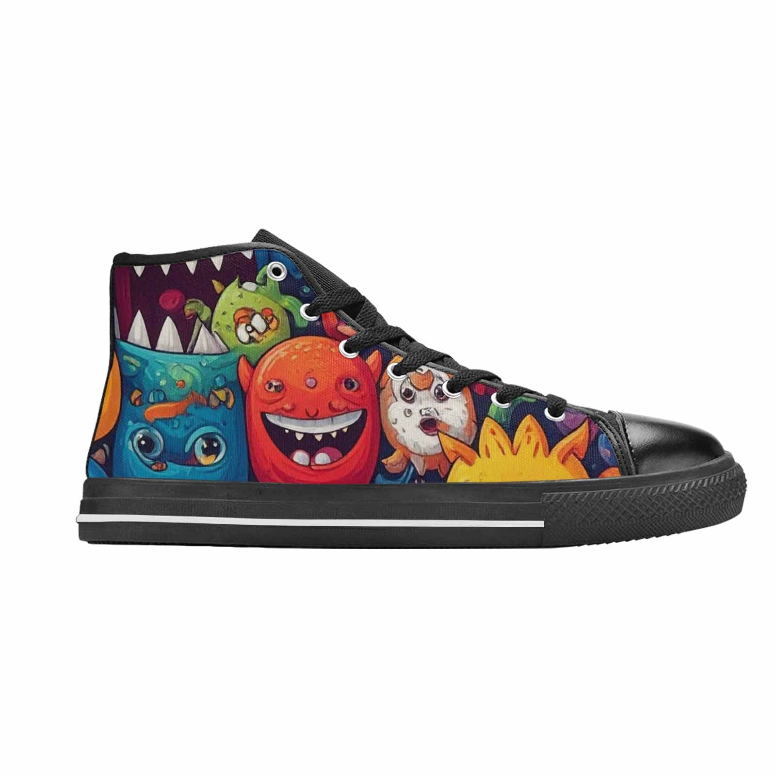 WOMEN'S Cartoon Monster Character High Top Canvas Wallpaper Art Custom Sneakers