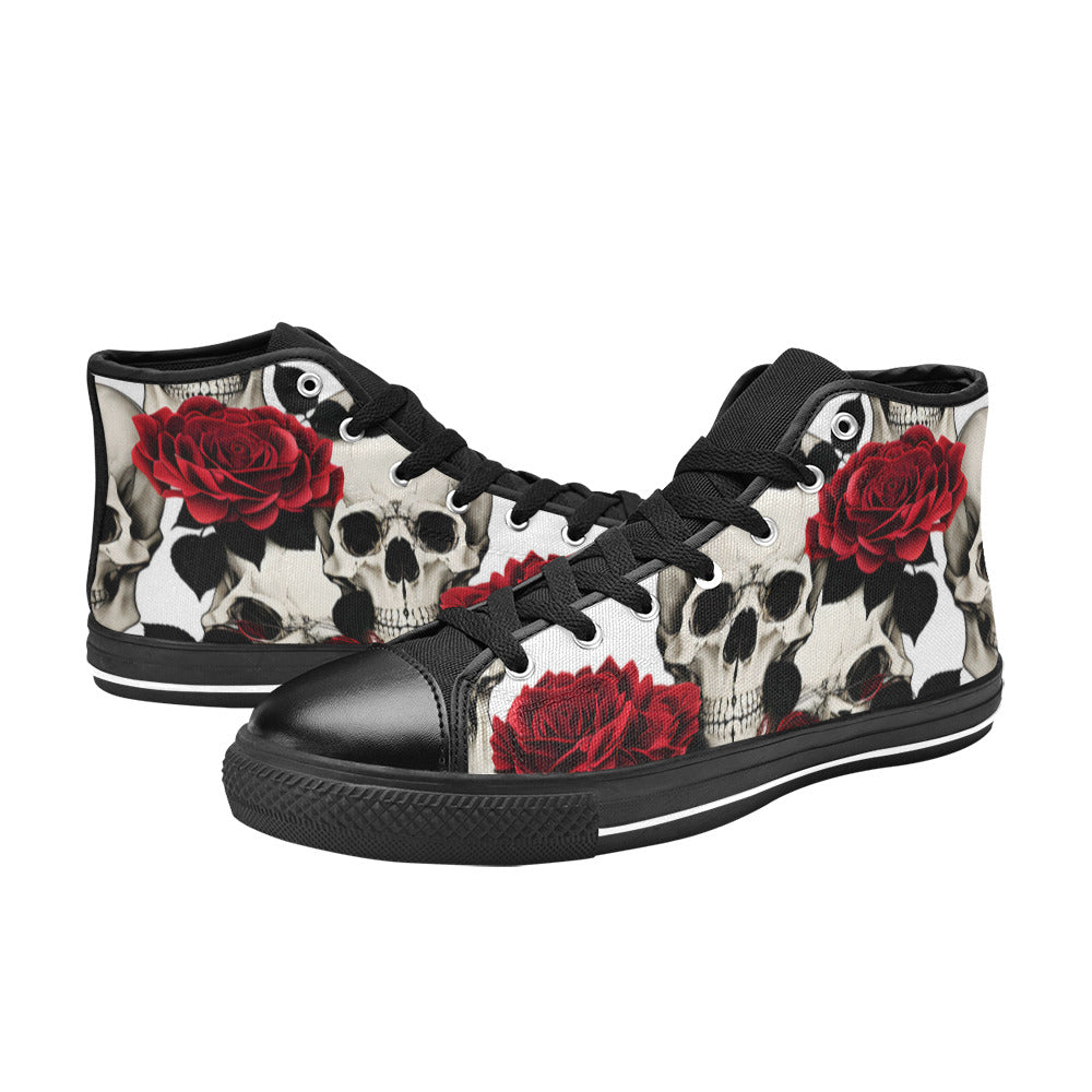 WOMEN'S Skulls Roses Deluxe 6 High Top Canvas Neon Fantasy Custom Sneakers