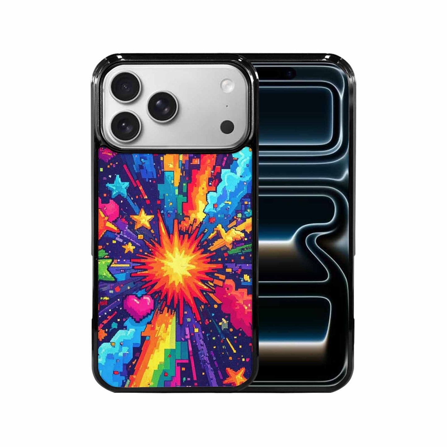 iPhone 17 Pro Max Case — Pixel Art Bit Burst Original Art, Custom Designed Case Cover
