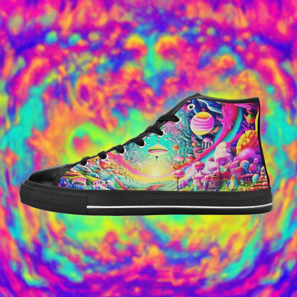 Dragon Purple Teal Vivid WOMEN Bold Art - Freaky Shoes | Custom Art Sneakers