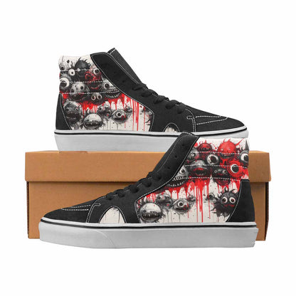 WOMEN'S Monsters Black & Red Ink High Top Canvas Custom Design Aesthetic Custom Canvas Shoes