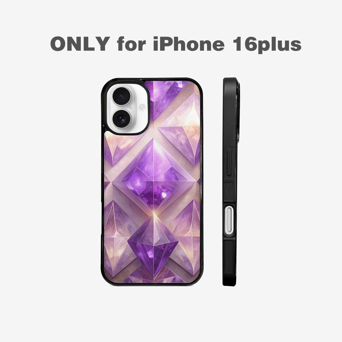 iPhone 16 Plus Case — Amethyst Crystal Art Pattern, Custom Designed Case Cover