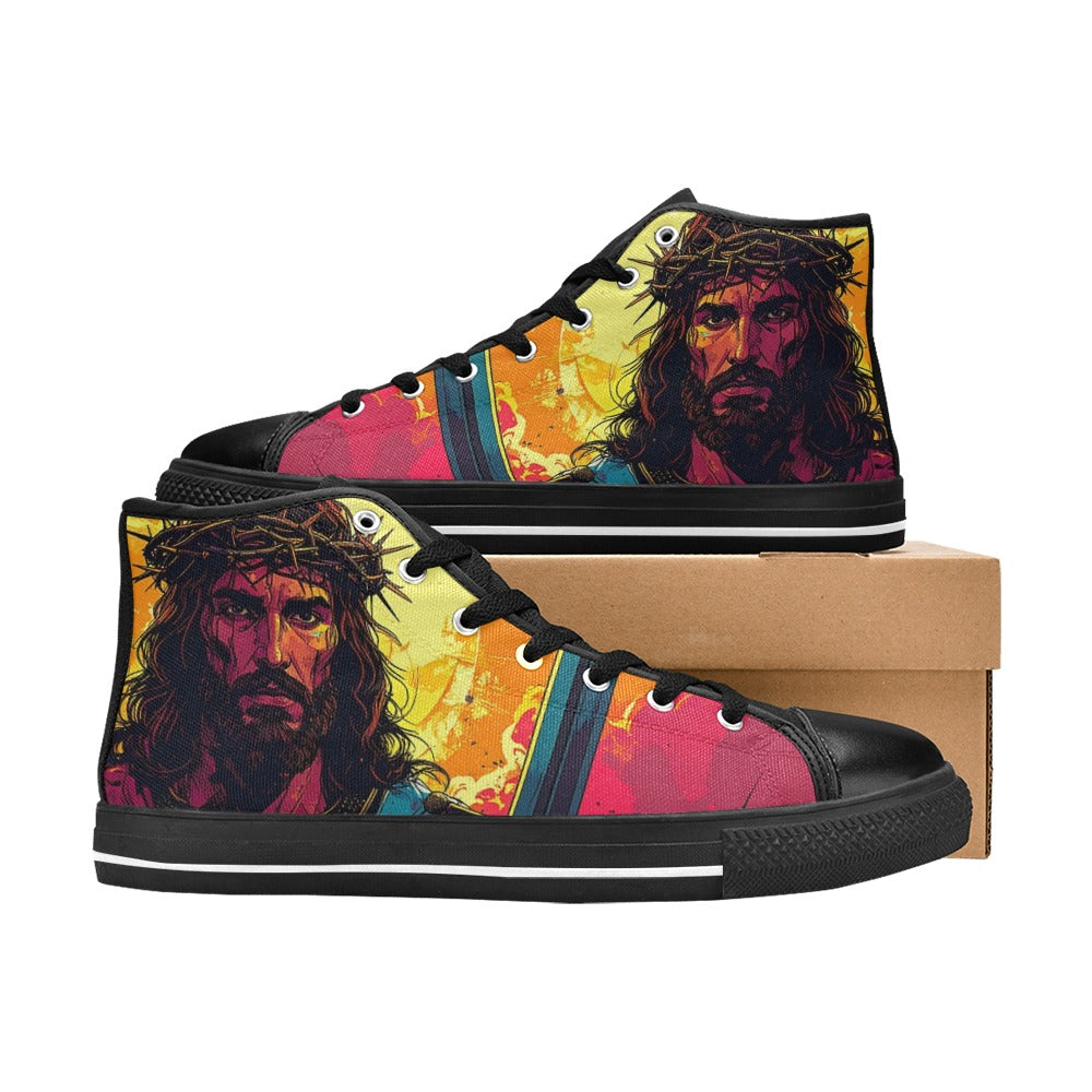 MEN'S Jesus_Ht_12 Men’S High Top Canvas Neon Fantasy Sneakers