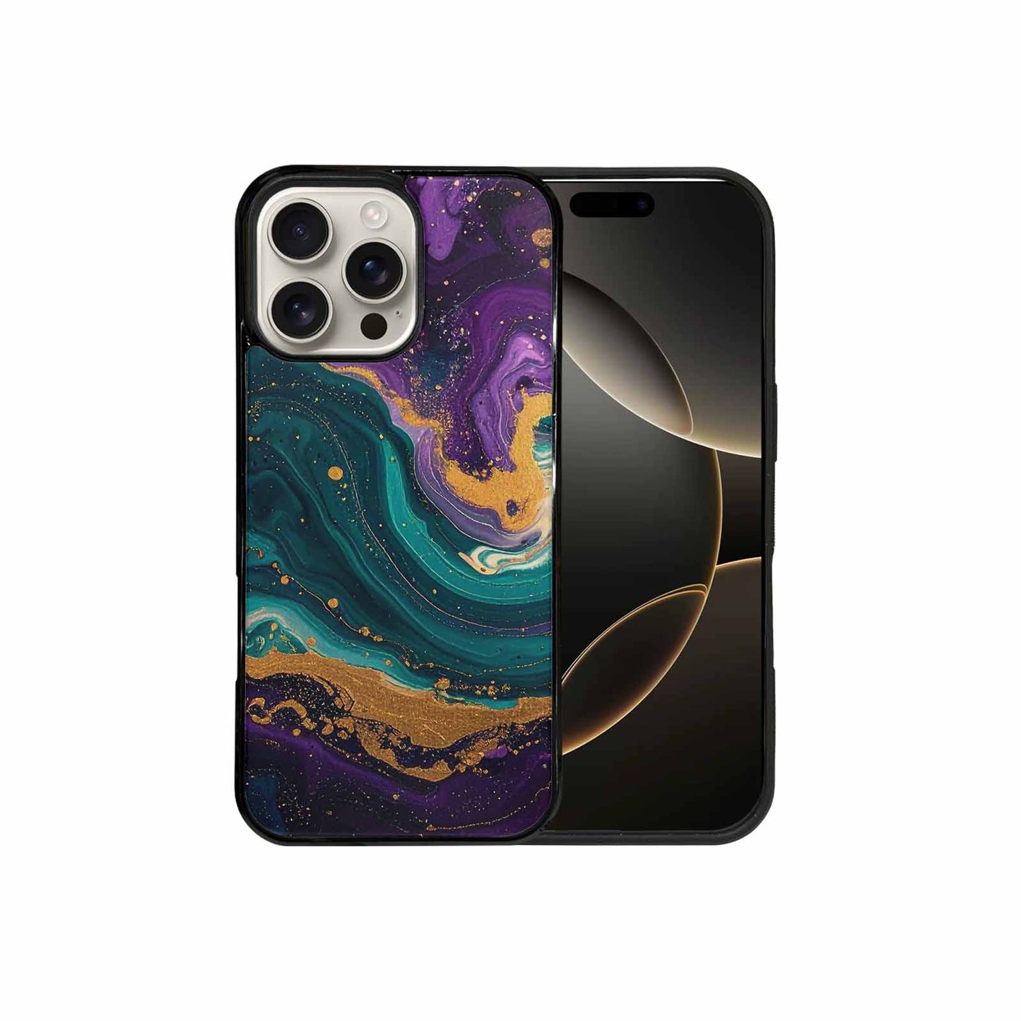 iPhone 16 Pro Max Case — Marbled Swirl Texture Blended With Galaxy, Personalized Phone Case