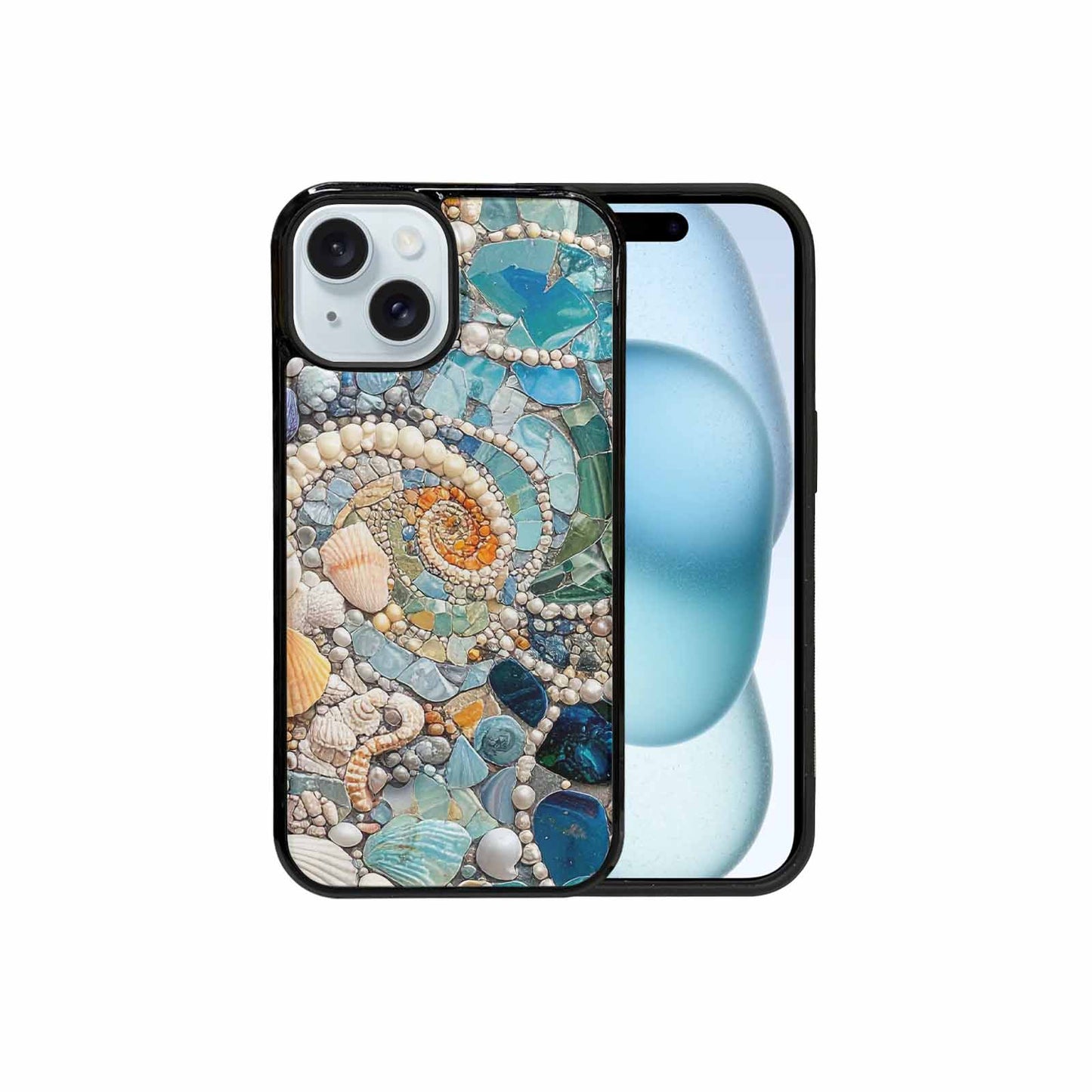 iPhone 15 Case — Seashell Collage Seashell Collage Pattern Hundreds, Custom Printed Phone Case