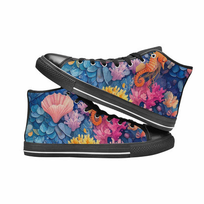 WOMEN'S Fish Scale Coral High Top Canvas Y2K Custom Shoes