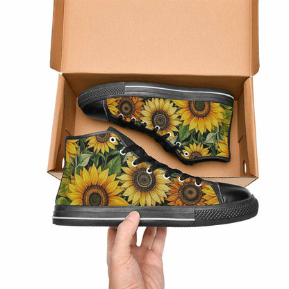 MEN'S Sunflower High Top Canvas Wallpaper Art Sneakers