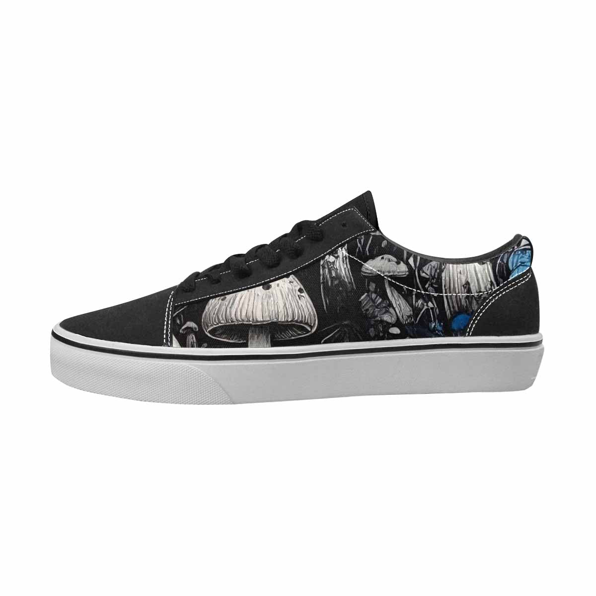 MEN'S Mushrooms Black & Blue Ink Canvas Personalized Kaleidoscope Customized Sneakers