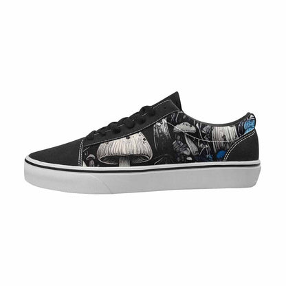 MEN'S Mushrooms Black & Blue Ink Canvas Personalized Kaleidoscope Customized Sneakers