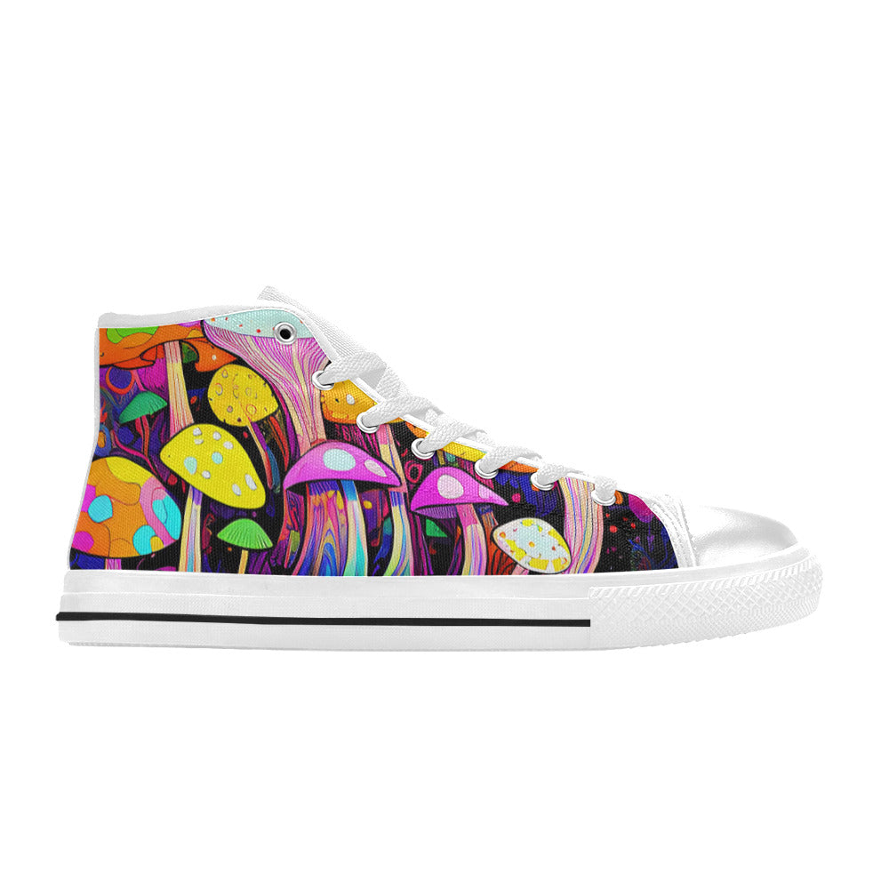 MEN'S Magic Mushrooms Art 5 High Top Canvas Y2K Custom Shoes