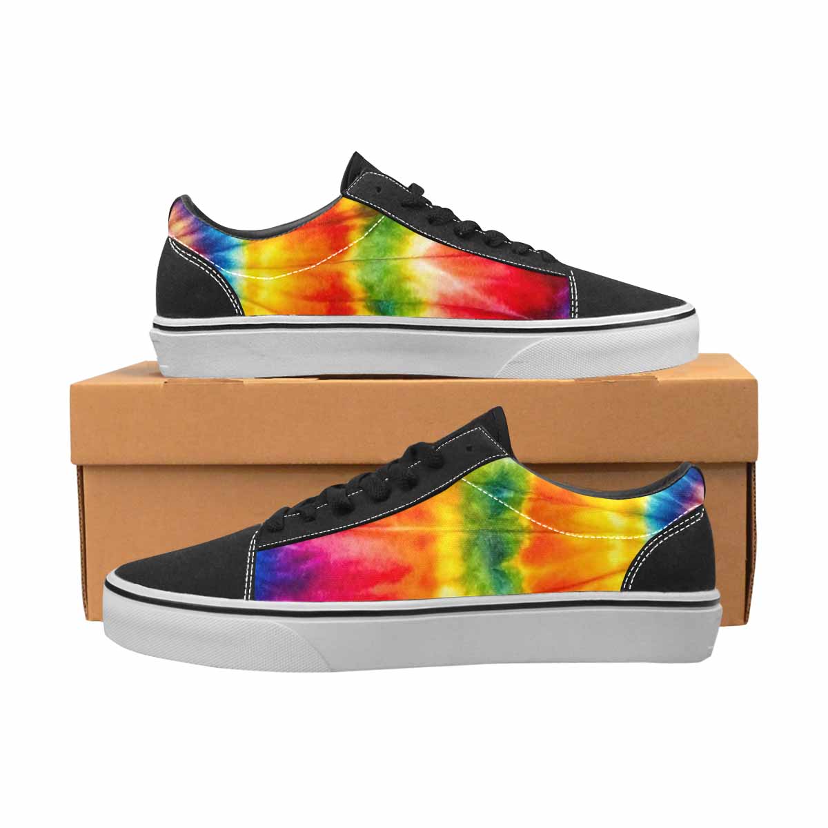 WOMEN'S Rainbow Spiral Tie Dye Canvas Lace-Up Dark Academia Sneakers