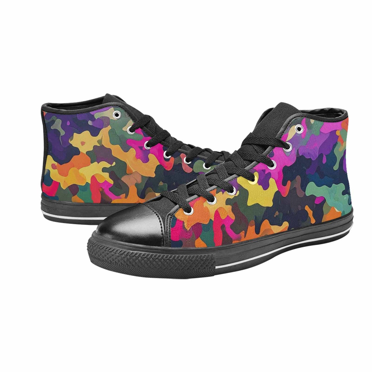 MEN'S Military Camouflage Blotch High Top Canvas Wallpaper Art Shoes