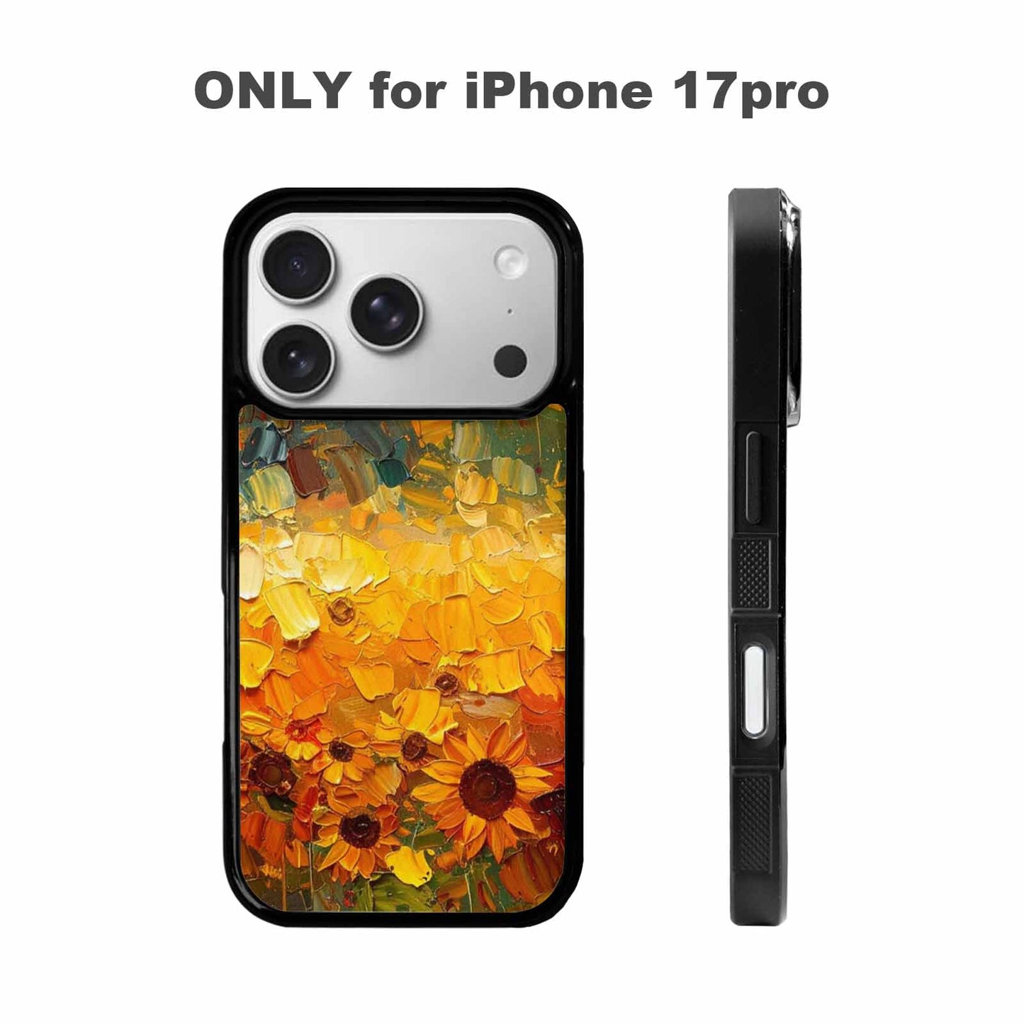iPhone 17 Pro Case — Impressionist Sunflower Brushstroke Pattern Hundreds Floral, Unique Phone Case Design