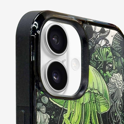 iPhone 16 Plus Case — Sea Creature Burst Black Green Ink, Custom Art Phone Cover