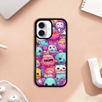iPhone 17 Case — Pastel Gore Cat Character Original Art, Custom Made Phone Cover