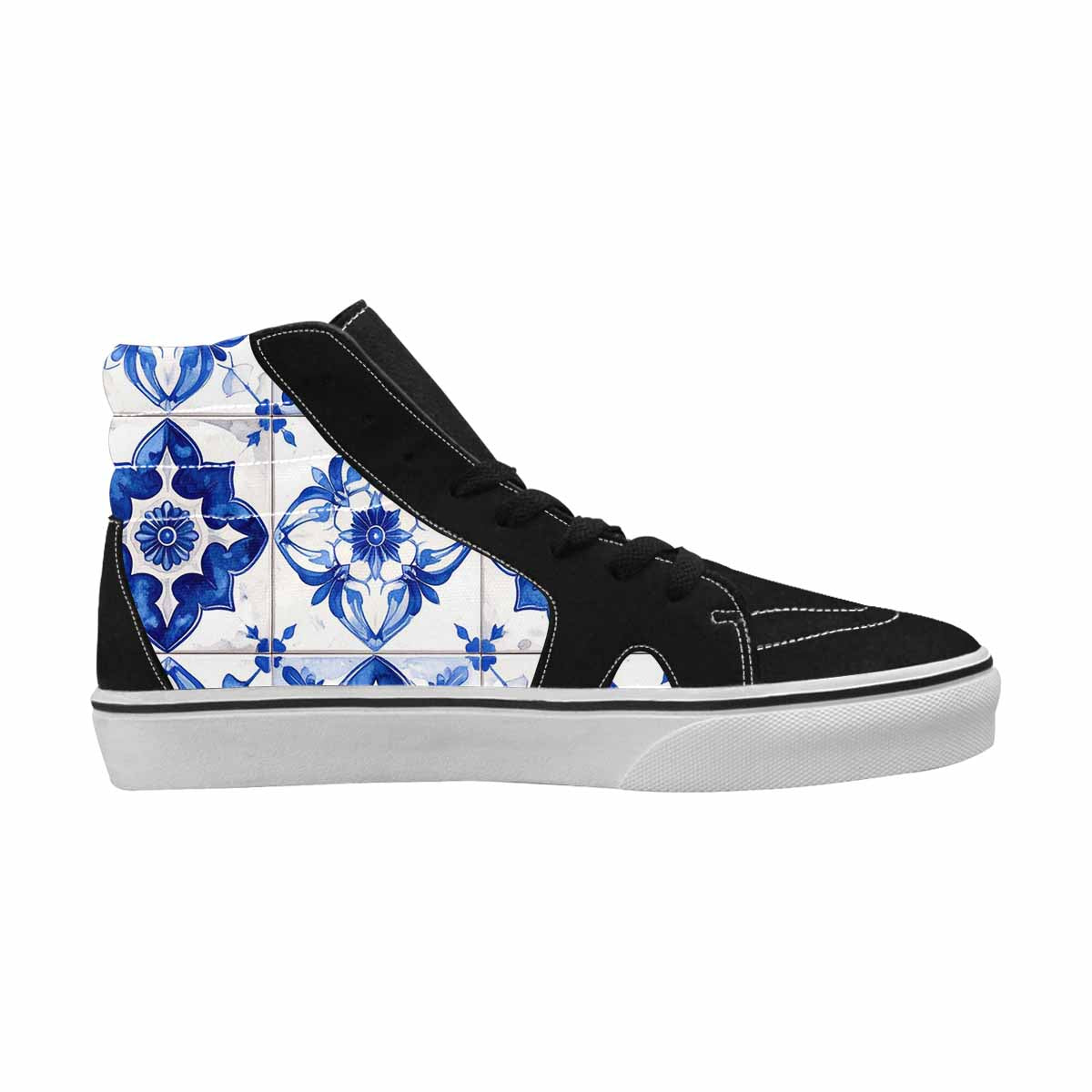 WOMEN'S Talavera Tile Floral High Top Canvas Wallpaper Art Sneakers