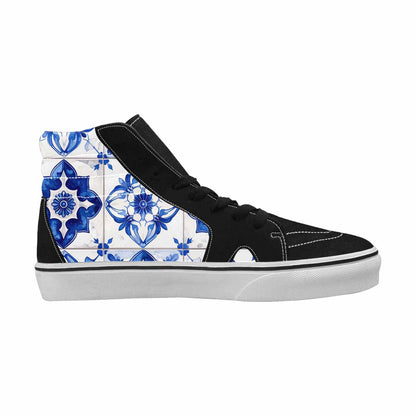 WOMEN'S Talavera Tile Floral High Top Canvas Wallpaper Art Sneakers