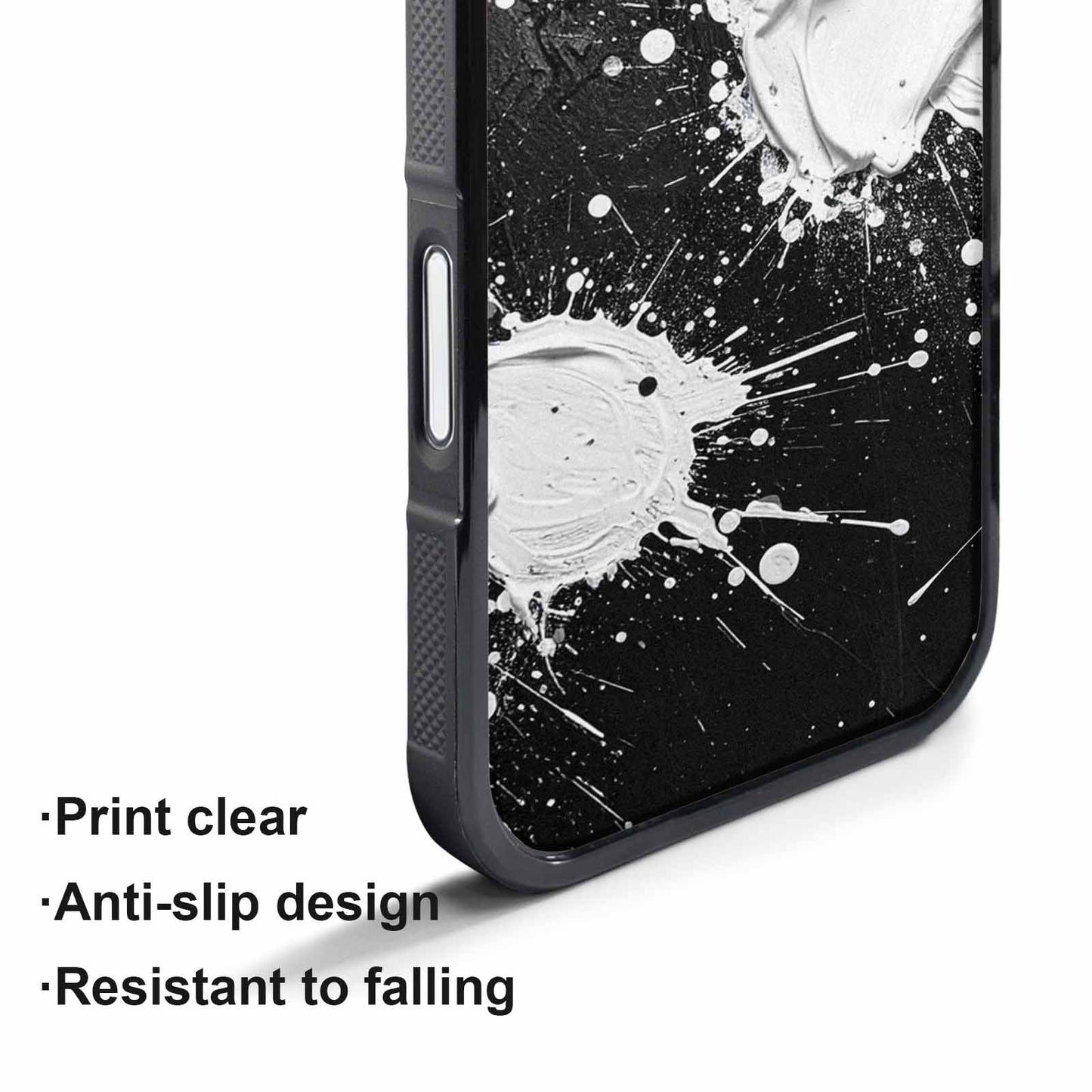 iPhone 17 Pro Max Case — White Ink Splatter Texture Watercolor Abstract, Customized Protective Case